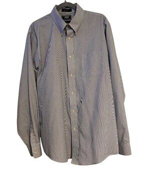 RBM Men's 17 36/37 Button-Down Shirt Blue Striped Pinpoint Long Sleeve Office